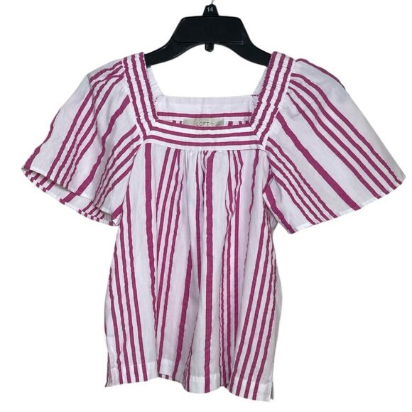 Ann Taylor LOFT Striped Square Neck Top sz XXS Pet - Picture 1 of 8